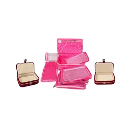 atorakushon Set Of 2 Pink Solid Jewellery Oraganizer Necklace Kit Pouch-picture-16