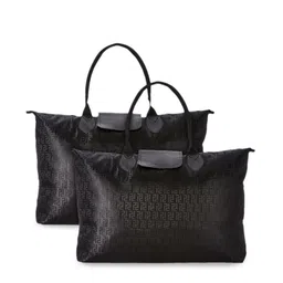 Kuber Industries Black Set Of 2 Textured Oversized Shopper Tote Bag-picture-10