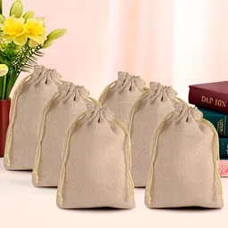 Kuber Industries Gold Toned 6 Pieces Jute Multi-Utility Organisers-picture-35