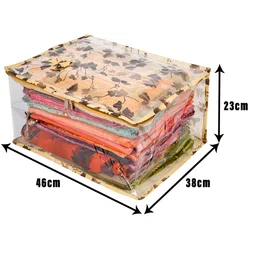 Kuber Industries Gold-Toned Reusable Zip Closure Saree Storage Bag Organiser image 4