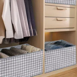 HOUSE OF QUIRK Grey  3 Pieces Printed Closet Foldable Drawer Organisers image 5