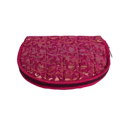 Kuber Industries Pink Jacquard Jewellery Organizer With  Zipper Closure image 2