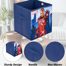 Kuber Industries Green & Navy Blue Marvel Printed 2 Pcs Multi-Utility Organisers 33 Ltr image 4