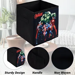 Kuber Industries Green & black Marvel Printed 4 Pcs Multi-Utility Organisers 33 Ltr image 4