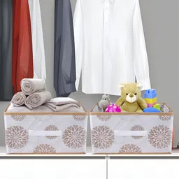 Kuber Industries White & Beige 4 Pcs Printed Multi-Utility Organisers image 5