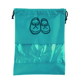 Kuber Industries 9Pcs Portable Drawstring Shoe Cover With Transparent Window image 5