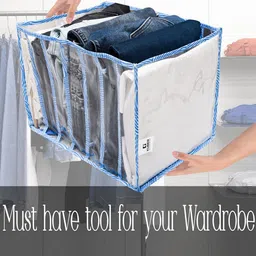 Kuber Industries Blue & White 2 Pieces Foldable 7 Grided Drawer Organizers image 4