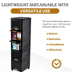 Kuber Industries Black 7 Pieces Regular Folding Cabinet Storage Organizer image 2