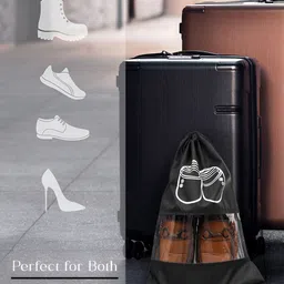 kuber industries Kuber Industries6-Pcs Black & White Drawstring Shoe Bags image 3