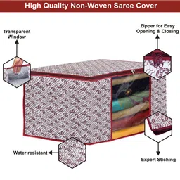 Kuber Industries White 12 Pieces Printed Foldable Saree Covers image 5