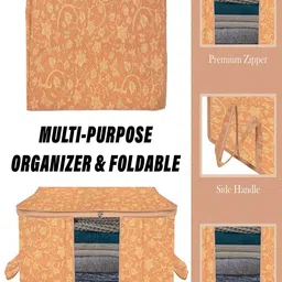 Kuber Industries Orange & Mustard 4 Pieces Floral Printed Multi-Utility Organisers image 5