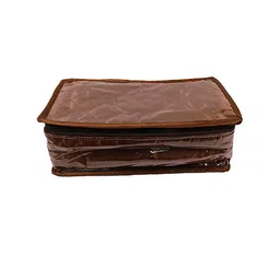 Kuber Industries Brown Solid Laminated Jewellery Organizer With 6 Transparent Pouches & Bangle Rod image 2
