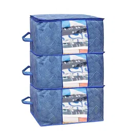Kuber Industries Blue 3 Pieces Printed Foldable Non-Woven Multi-Utility Organisers image 5