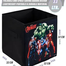 Kuber Industries Black & Green Marvel Printed 2 Pcs Multi-Utility Organisers 33 Ltr image 5