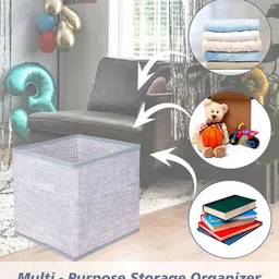 Kuber Industries Grey 6 Pieces Foldable Square Toy-Clothes Organisers image 4