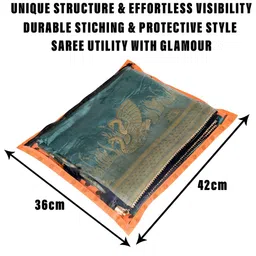 Kuber Industries Orange & Black 12 Pieces Printed Reusable Saree Organisers image 4