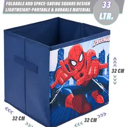 Kuber Industries White & Navy Blue Marvel Printed 3 Pcs Multi-Utility Organisers 33 LTR image 3
