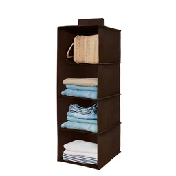 Kuber Industries Brown 4-shelves Wardrobe Hanging Organizer image 3