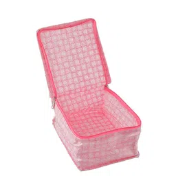 Kuber Industries Pink & White Checked Jewellery Organiser With 10 Transparent Pouches image 5