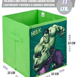 Kuber Industries Green & Navy Blue Marvel Printed 2 Pcs Multi-Utility Organisers 33 Ltr image 2