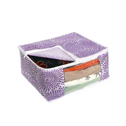 prettykrafts Set Of 6 Purple Printed Saree Organizers With Transparent Window image 4
