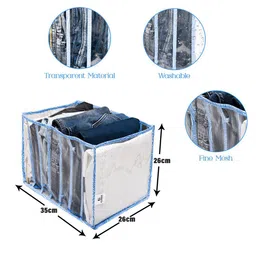 Kuber Industries Blue & White 2 Pieces Foldable 7 Grided Drawer Organizers image 2