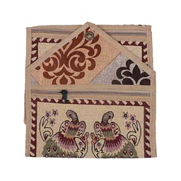 Kuber Industries Cream & Maroon 2 Pieces Printed Cotton Wall Hanging Organizers image 2