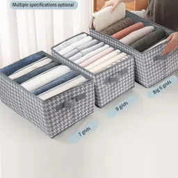 HOUSE OF QUIRK Grey  3 Pieces Printed Closet Foldable Drawer Organisers image 3