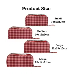 Kuber Industries 4-Pcs Red & White Printed Rexine Toiletry Organiser With Handle image 3