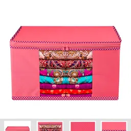 Kuber Industries Pink 6 Pieces Reusable Zip Closure Saree Bag Organisers image 5