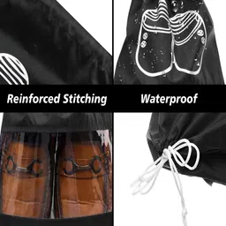 kuber industries Kuber Industries6-Pcs Black & White Drawstring Shoe Bags image 5