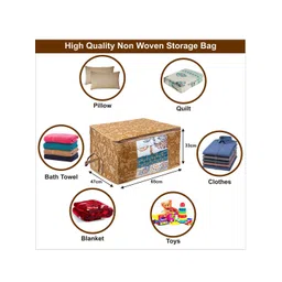 Kuber Industries Beige 4 Pieces Printed Underbed Storage Bag image 5