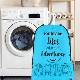 Kuber Industries Blue & Black 6 Pieces Typography Printed Storage Bag Organisers image 2