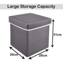 Kuber Industries Grey 2 Pieces Foldable Organiser Cum Storage Stool Box image 4