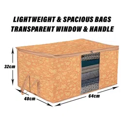 Kuber Industries Orange & Mustard 4 Pieces Floral Printed Multi-Utility Organisers image 4