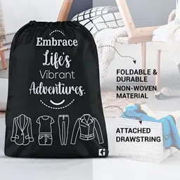 Kuber Industries Black & White 4 Pieces Typography Printed Storage Bag Organisers image 4