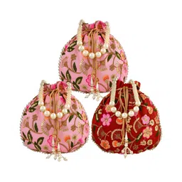 Kuber Industries Set Of 3Embellished Potli Clutch image 3