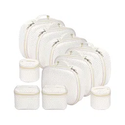 Kuber Industries White & Gold Toned 10 Pieces Regular Makeup Organisers image 5