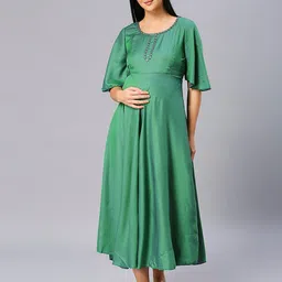 DUMMY SHAPE Flared Sleeves Maternity Cotton Ethnic Dress-picture-14