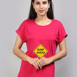 SillyBoom Typography Printed Round Neck Cotton Regular Maternity T-shirt-picture-35