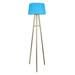 homesake Turquoise Cotton Shade Floor Lamp With Metal Base image 2