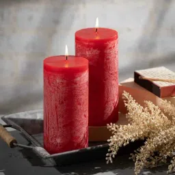 Red Wax Scented Pillar Candles Set Of 2-image-35