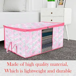 Kuber Industries White & Pink 4 Pieces Printed Saree Organizers image 2