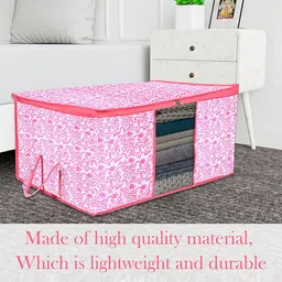 Kuber Industries Pink & White 6 Pieces Printed Saree Organizers image 2