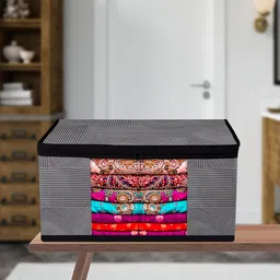 Kuber Industries Grey & Black 6 Pieces Printed Saree Organizers image 2