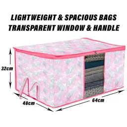 Kuber Industries White & Pink 4 Pieces Printed Saree Organizers image 3