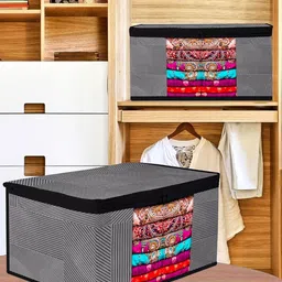 Kuber Industries Grey & Black 6 Pieces Printed Saree Organizers image 3