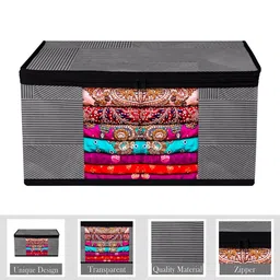 Kuber Industries Grey & Black 6 Pieces Printed Saree Organizers image 4