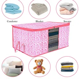 Kuber Industries Pink & White 6 Pieces Printed Saree Organizers image 5