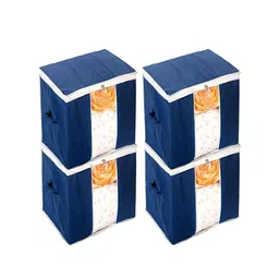 Kuber Industries Navy Blue 4 Pieces Non Woven Fabric Saree Organizers image 4